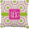 Pink & Green Suzani Faux-Linen Throw Pillow 26" (Personalized)