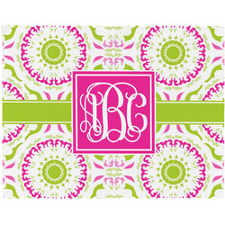 Pink & Green Suzani Woven Fabric Placemat - Twill w/ Monogram