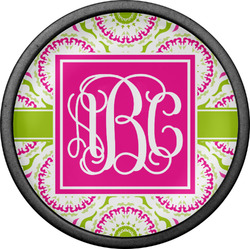 Pink & Green Suzani Cabinet Knob (Black) (Personalized)