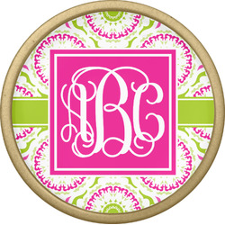 Pink & Green Suzani Cabinet Knob - Gold (Personalized)