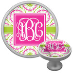 Pink & Green Suzani Cabinet Knob (Silver) (Personalized)