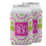 Pink & Green Suzani Can Cooler (12 oz) w/ Monogram