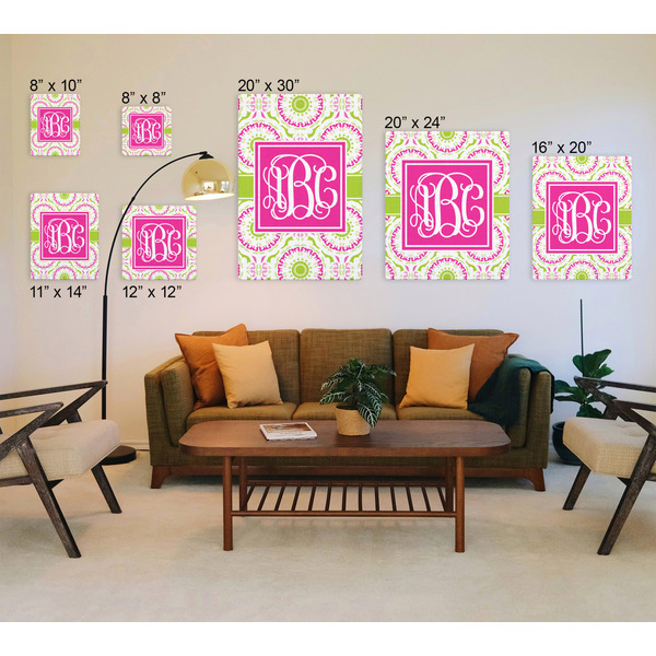 Pink & Green Suzani Canvas Prints - Multiple Sizes