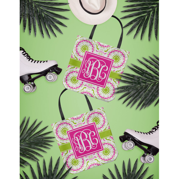 Pink & Green Suzani Canvas Tote Lifestyle Front and Back