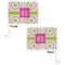 Pink & Green Suzani Car Flag - 11" x 8" - Front & Back View