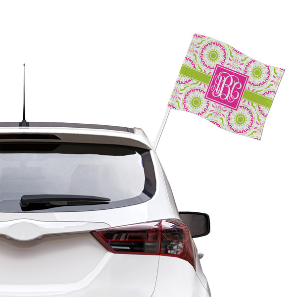 Pink & Green Suzani Car Flag - Large - LIFESTYLE