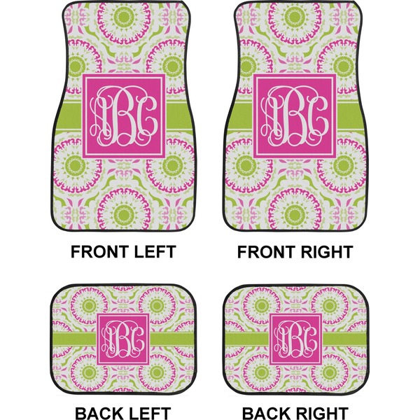 Pink & Green Suzani Car Floor Mats Set (2F + 2B)