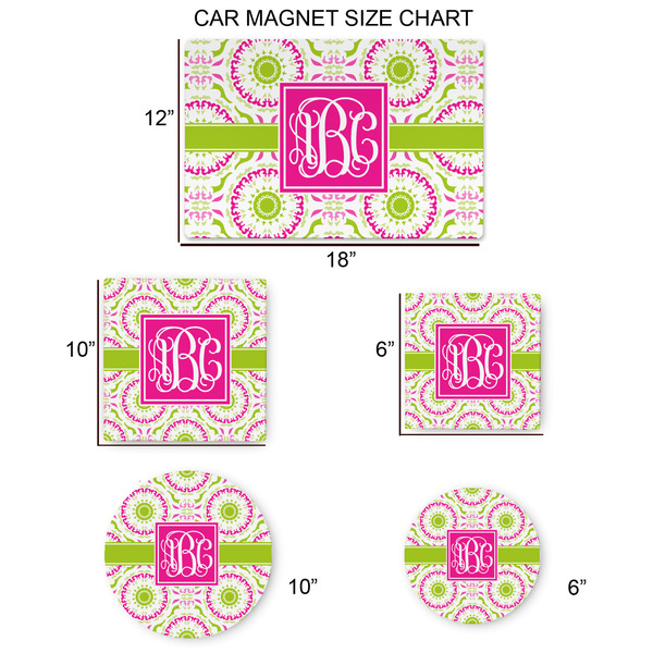 Pink & Green Suzani Car Magnets - SIZE CHART