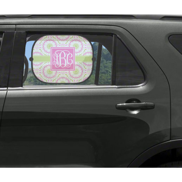 Pink & Green Suzani Car Sun Shade Black - In Car Window