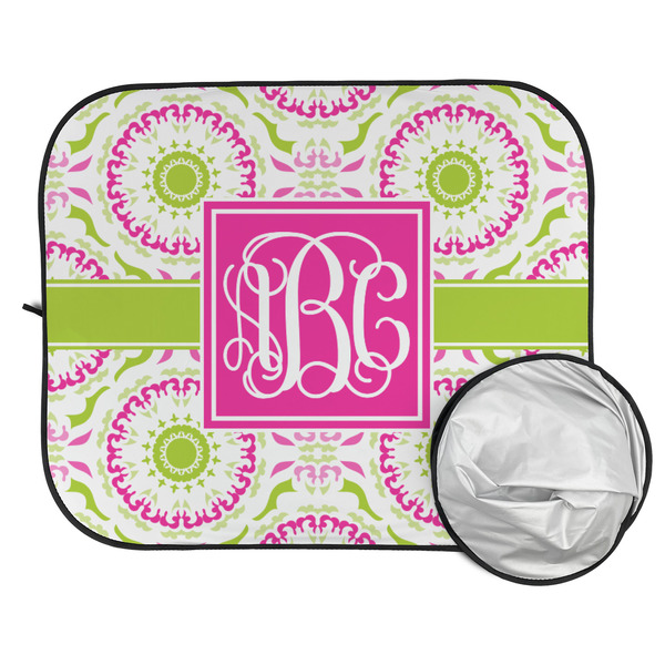 Pink & Green Suzani Car Sun Shades - FOLDED & UNFOLDED