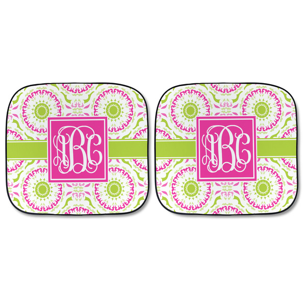 Pink & Green Suzani Car Sun Shades - FRONT