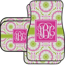 Pink & Green Suzani Car Floor Mats Set - 2 Front & 2 Back (Personalized)