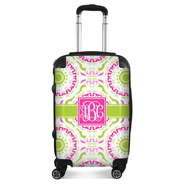 Custom Pink & Green Suzani Suitcase - 20" Carry On (Personalized)