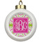 Pink & Green Suzani Ceramic Ball Ornament (Personalized)