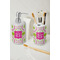 Pink & Green Suzani Ceramic Bathroom Accessories - LIFESTYLE (toothbrush holder & soap dispenser)