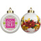 Pink & Green Suzani Ceramic Christmas Ornament - Poinsettias (APPROVAL)