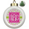 Pink & Green Suzani Ceramic Christmas Ornament - Xmas Tree (Front View)