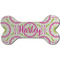 Pink & Green Suzani Ceramic Dog Ornament - Front w/ Monogram
