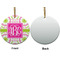Pink & Green Suzani Ceramic Flat Ornament - Circle Front & Back (APPROVAL)