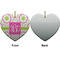 Pink & Green Suzani Ceramic Flat Ornament - Heart Front & Back (APPROVAL)