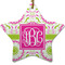Pink & Green Suzani Ceramic Flat Ornament - Star (Front)