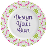 Pink & Green Suzani Ceramic Dinner Plates (Set of 4) (Personalized)