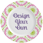 Pink & Green Suzani Ceramic Dinner Plates (Set of 4) (Personalized)