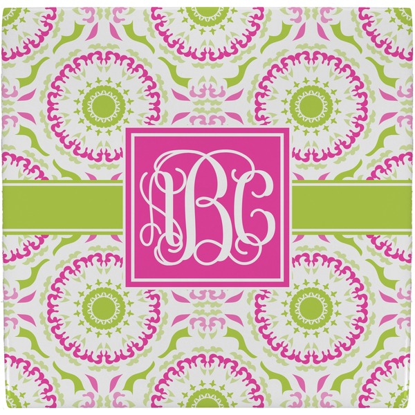 Custom Pink & Green Suzani Ceramic Tile Hot Pad (Personalized)