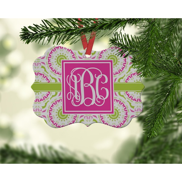 Pink & Green Suzani Christmas Ornament (On Tree)