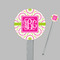 Pink & Green Suzani Clear Plastic 7" Stir Stick - Round - Closeup