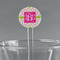 Pink & Green Suzani 5.5" Round Plastic Stir Sticks - Clear (Personalized)