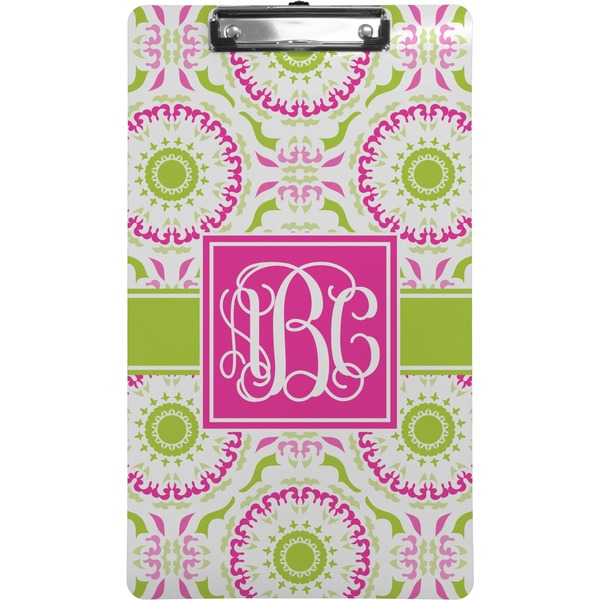 Custom Pink & Green Suzani Clipboard (Legal Size) (Personalized)