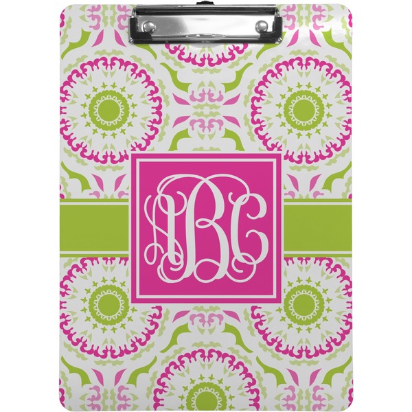 Custom Pink & Green Suzani Clipboard (Letter Size) (Personalized)