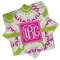 Pink & Green Suzani Cloth Cocktail Napkins - Set of 4 w/ Monogram
