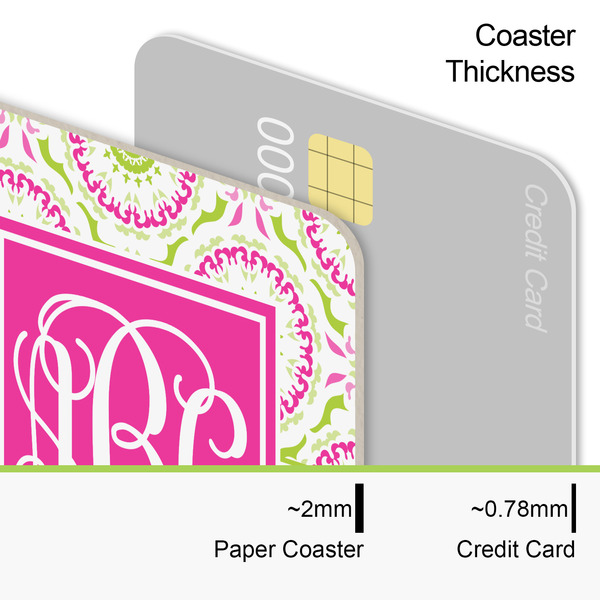 Pink & Green Suzani Coaster Thickness