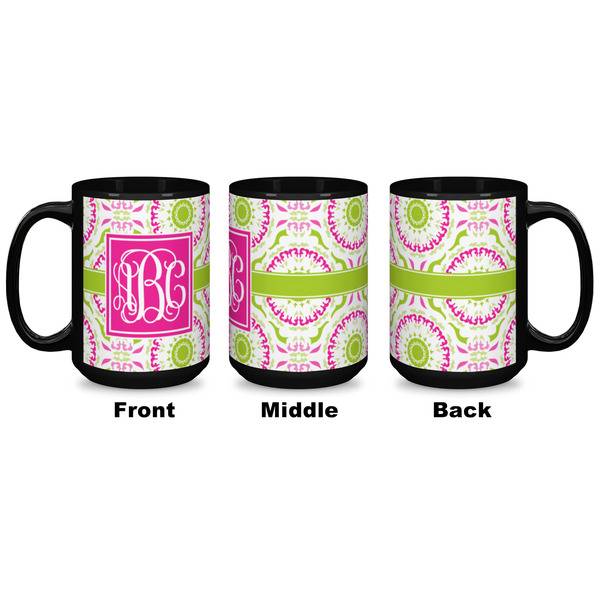 Pink & Green Suzani Coffee Mug - 15 oz - Black APPROVAL