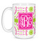 Pink & Green Suzani Coffee Mug - 15 oz - White