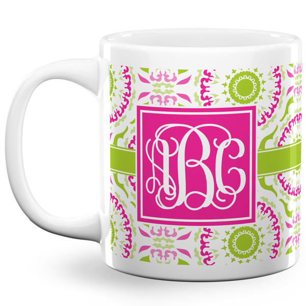 Pink & Green Suzani Coffee Mug - 20 oz - White