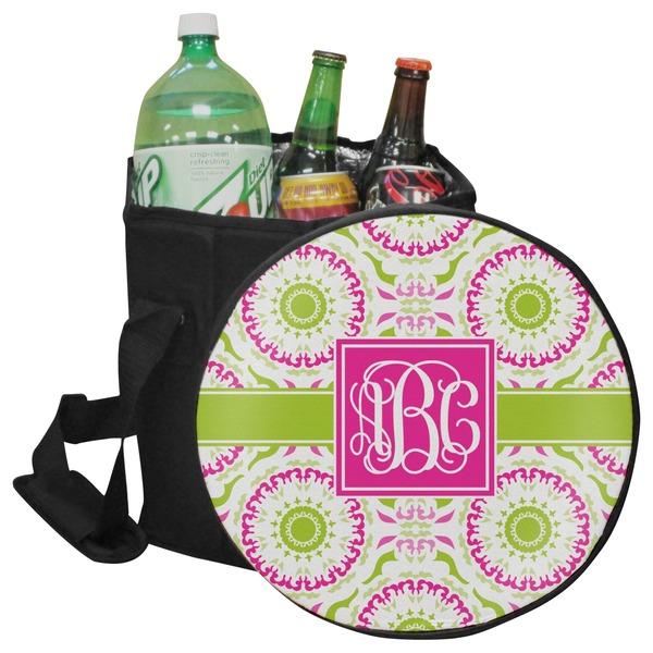 Custom Pink & Green Suzani Collapsible Cooler & Seat (Personalized)