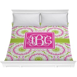 Pink & Green Suzani Comforter - King (Personalized)