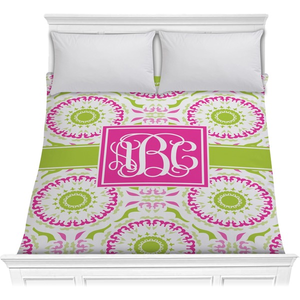 Custom Pink & Green Suzani Comforter - Full / Queen (Personalized)