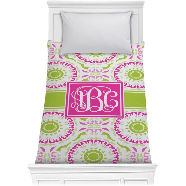 Custom Pink & Green Suzani Comforter - Twin (Personalized)