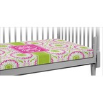 Pink & Green Suzani Crib Fitted Sheet (Personalized)