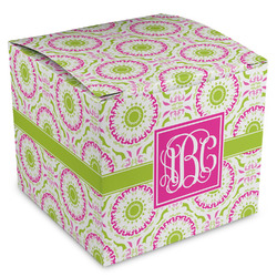 Pink & Green Suzani Cube Favor Gift Boxes (Personalized)