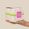 Pink & Green Suzani Cube Favor Gift Box - On Hand - Scale View