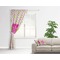 Pink & Green Suzani Curtain With Window and Rod - in Room Matching Pillow