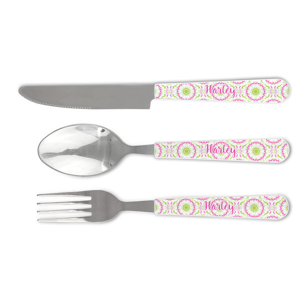 Custom Pink & Green Suzani Cutlery Set (Personalized)