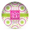 Pink & Green Suzani Microwave Safe Plastic Plate - Composite Polymer (Personalized)