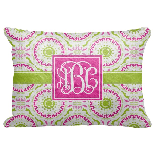 Custom Pink & Green Suzani Decorative Baby Pillowcase - 16"x12" (Personalized)