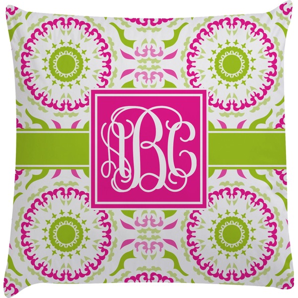 Custom Pink & Green Suzani Decorative Pillow Case (Personalized)